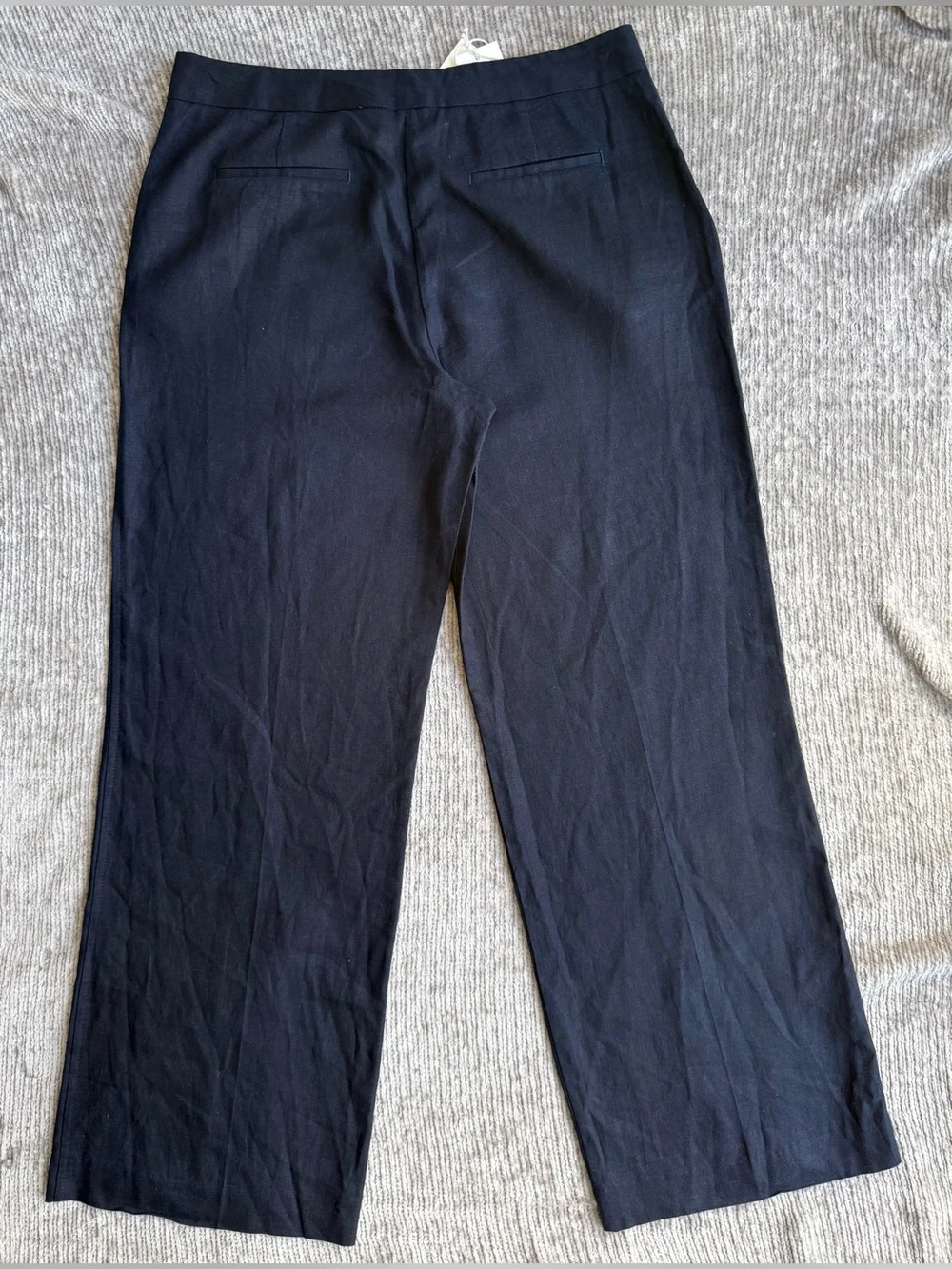 Zara Women’s Linen Safari Pants Navy Blues Size L